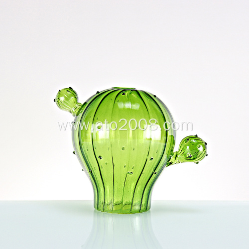 Green cacuts glass vase